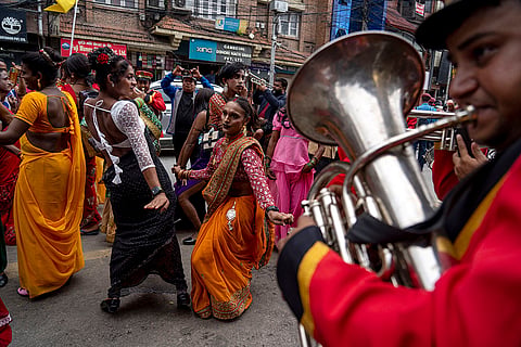 Nepal Pride Rally: Participants dance during annual pride parade